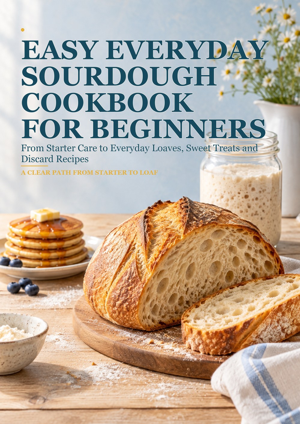 EASY EVERYDAY SOURDOUGH COOKBOOK FOR BEGINNERS From Starter Care to Everyday Loaves, Sweet Treats and Discard Recipes A CLEAR PATH FROM STARTER TO LOAF cover