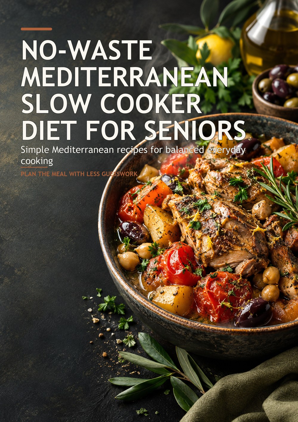 NO-WASTE MEDITERRANEAN SLOW COOKER DIET FOR SENIORS Simple Mediterranean recipes for balanced everyday cooking PLAN THE MEAL WITH LESS GUESSWORK cover