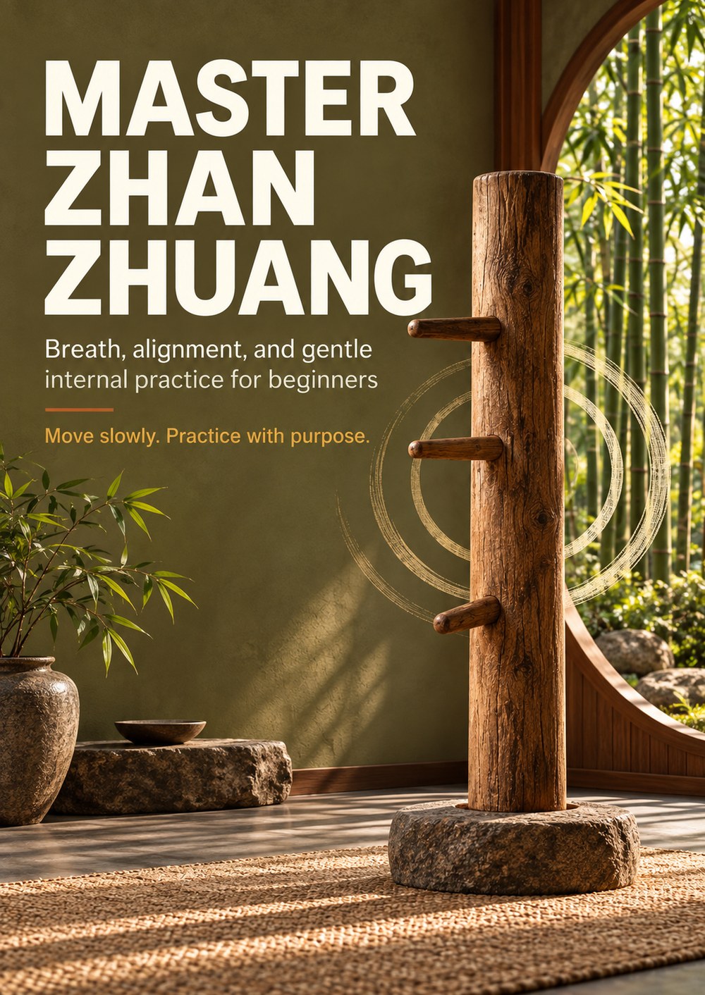 MASTER ZHAN ZHUANG Breath, alignment, and gentle internal practice for beginners MOVE SLOWLY. PRACTICE WITH PURPOSE. cover