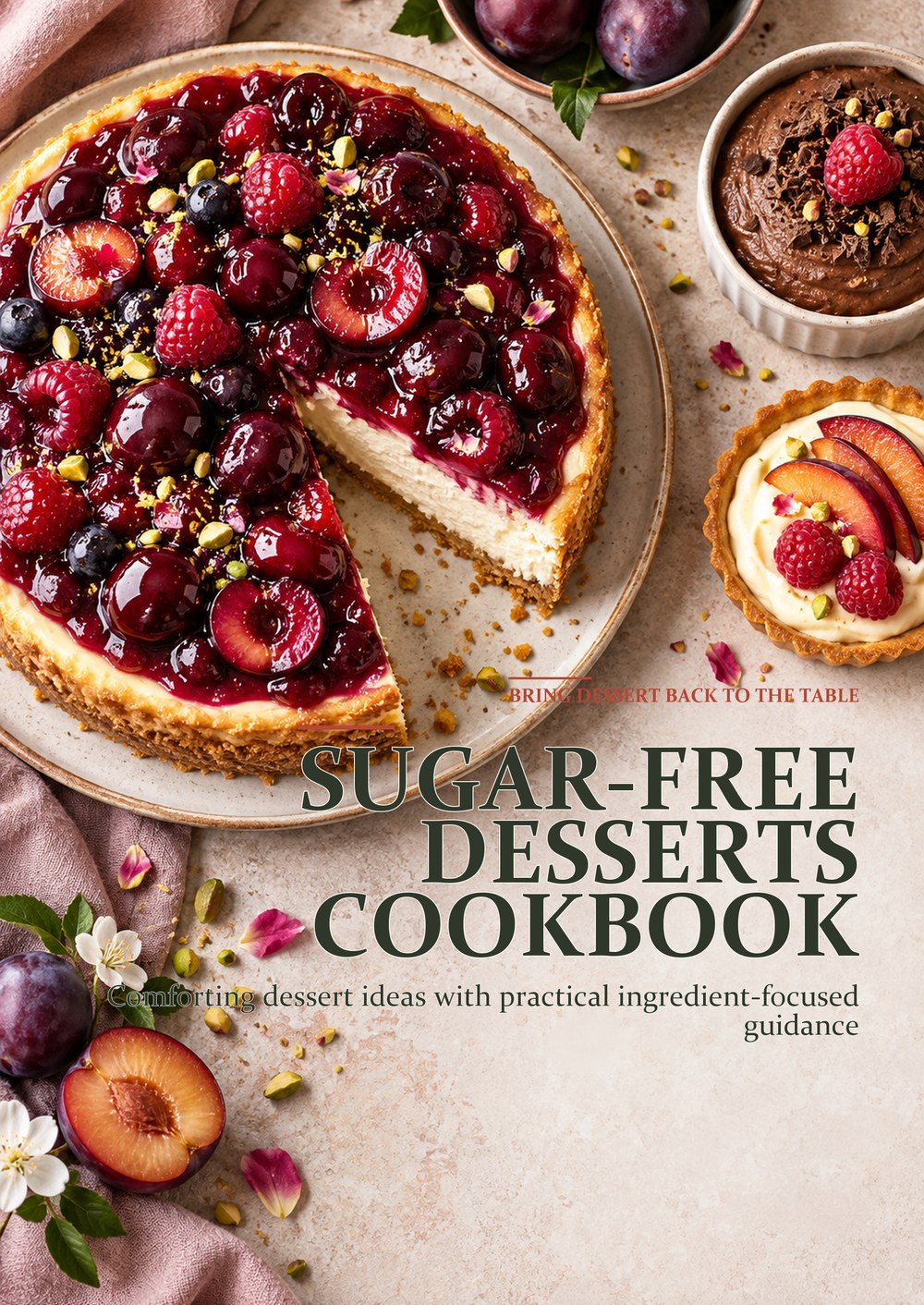 SUGAR-FREE DESSERTS COOKBOOK Comforting dessert ideas with practical ingredient-focused guidance BRING DESSERT BACK TO THE TABLE cover