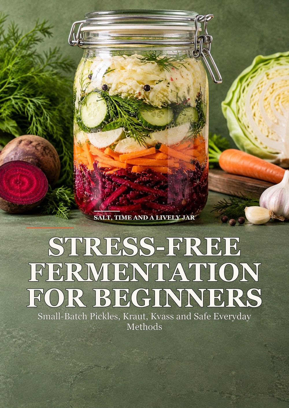STRESS-FREE FERMENTATION FOR BEGINNERS Small-Batch Pickles, Kraut, Kvass and Safe Everyday Methods SALT, TIME AND A LIVELY JAR cover