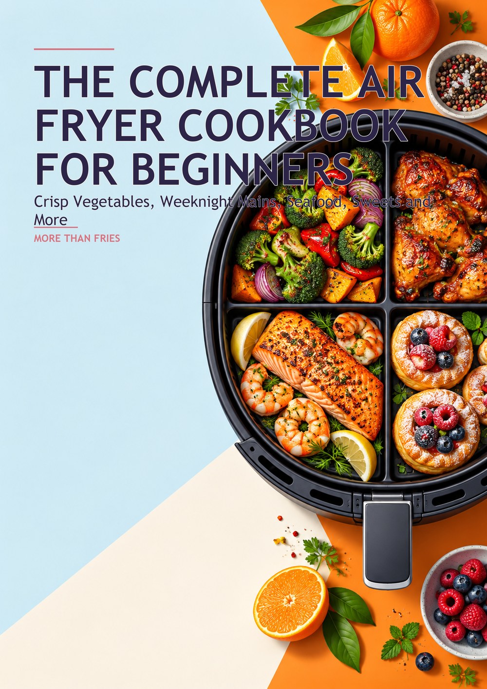 THE COMPLETE AIR FRYER COOKBOOK FOR BEGINNERS Crisp Vegetables, Weeknight Mains, Seafood, Sweets and More MORE THAN FRIES cover