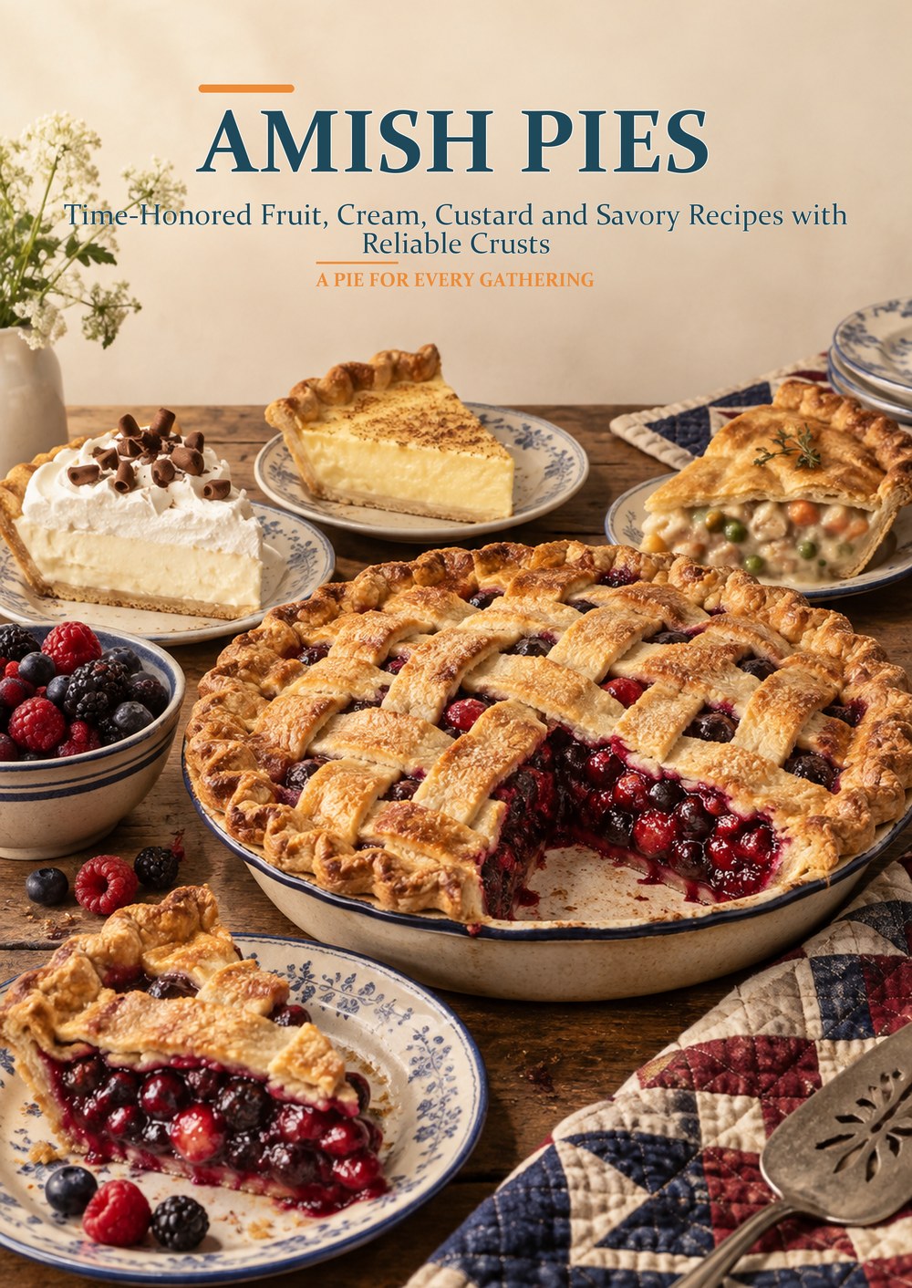 AMISH PIES Time-Honored Fruit, Cream, Custard and Savory Recipes with Reliable Crusts A PIE FOR EVERY GATHERING cover