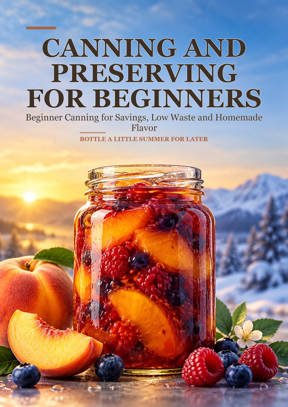 CANNING AND PRESERVING FOR BEGINNERS Beginner Canning for Savings, Low Waste and Homemade Flavor BOTTLE A LITTLE SUMMER FOR LATER cover