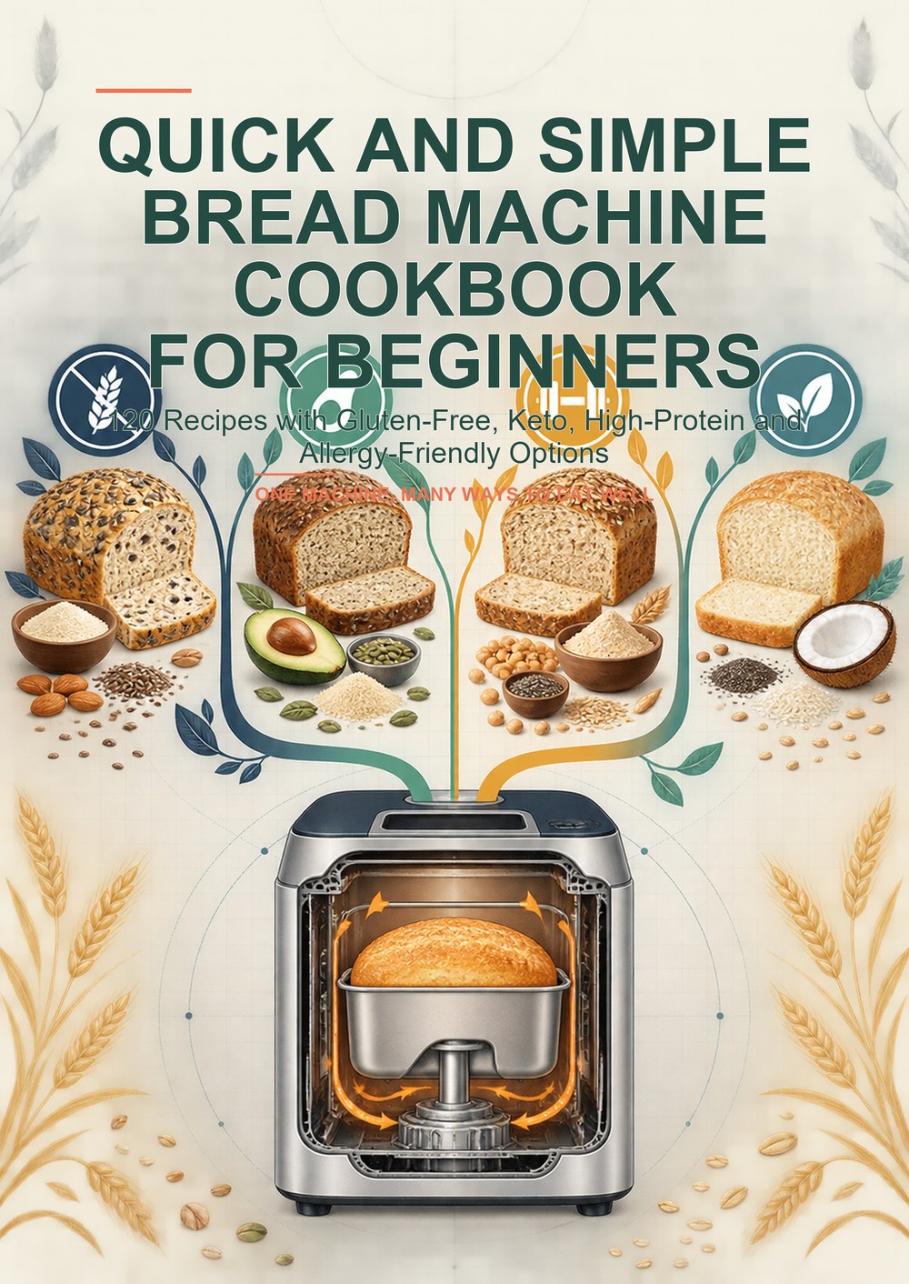 QUICK AND SIMPLE BREAD MACHINE COOKBOOK FOR BEGINNERS 120 Recipes with Gluten-Free, Keto, High-Protein and Allergy-Friendly Options ONE MACHINE, MANY WAYS TO EAT WELL cover