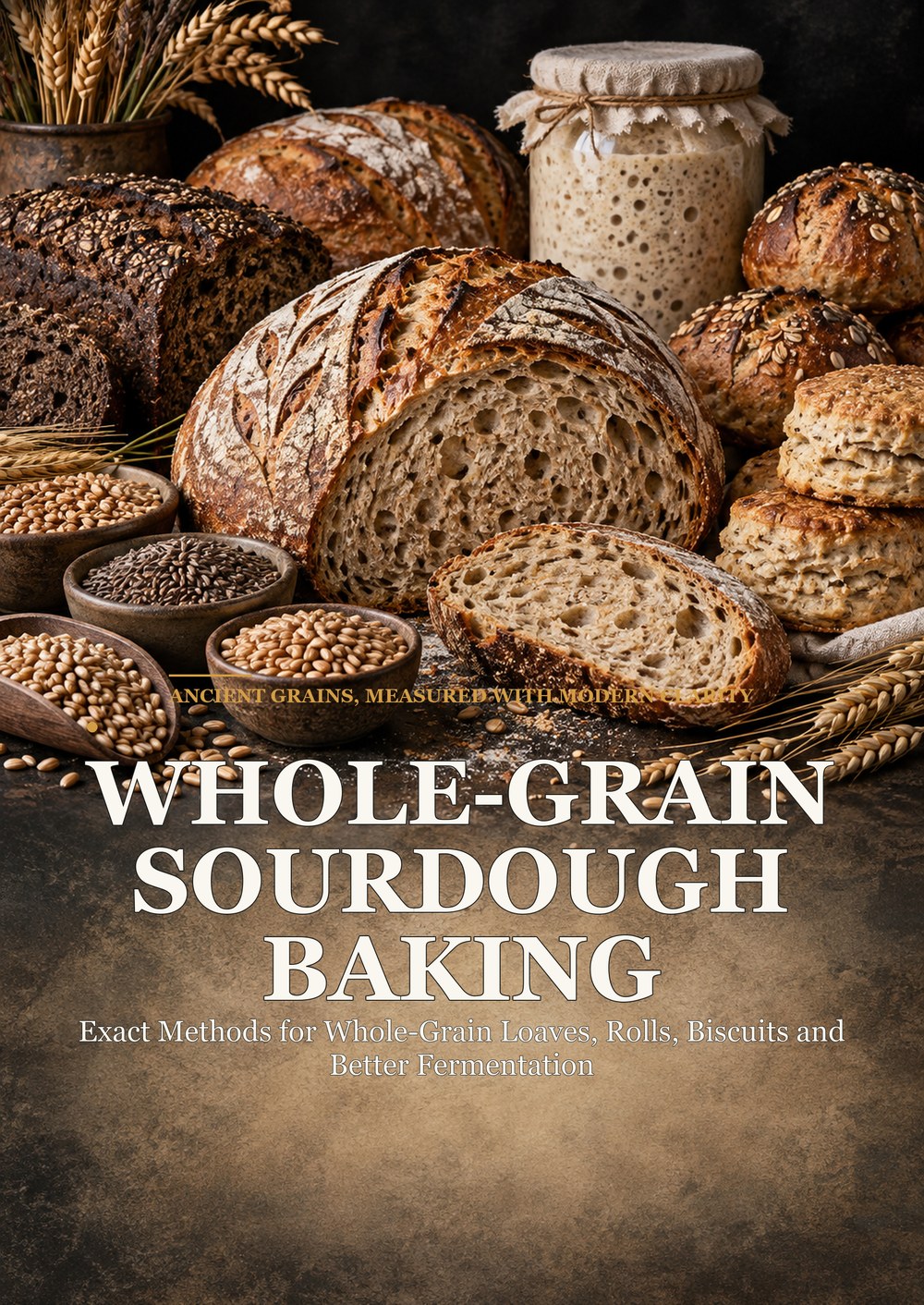WHOLE-GRAIN SOURDOUGH BAKING Exact Methods for Whole-Grain Loaves, Rolls, Biscuits and Better Fermentation ANCIENT GRAINS, MEASURED WITH MODERN CLARITY cover