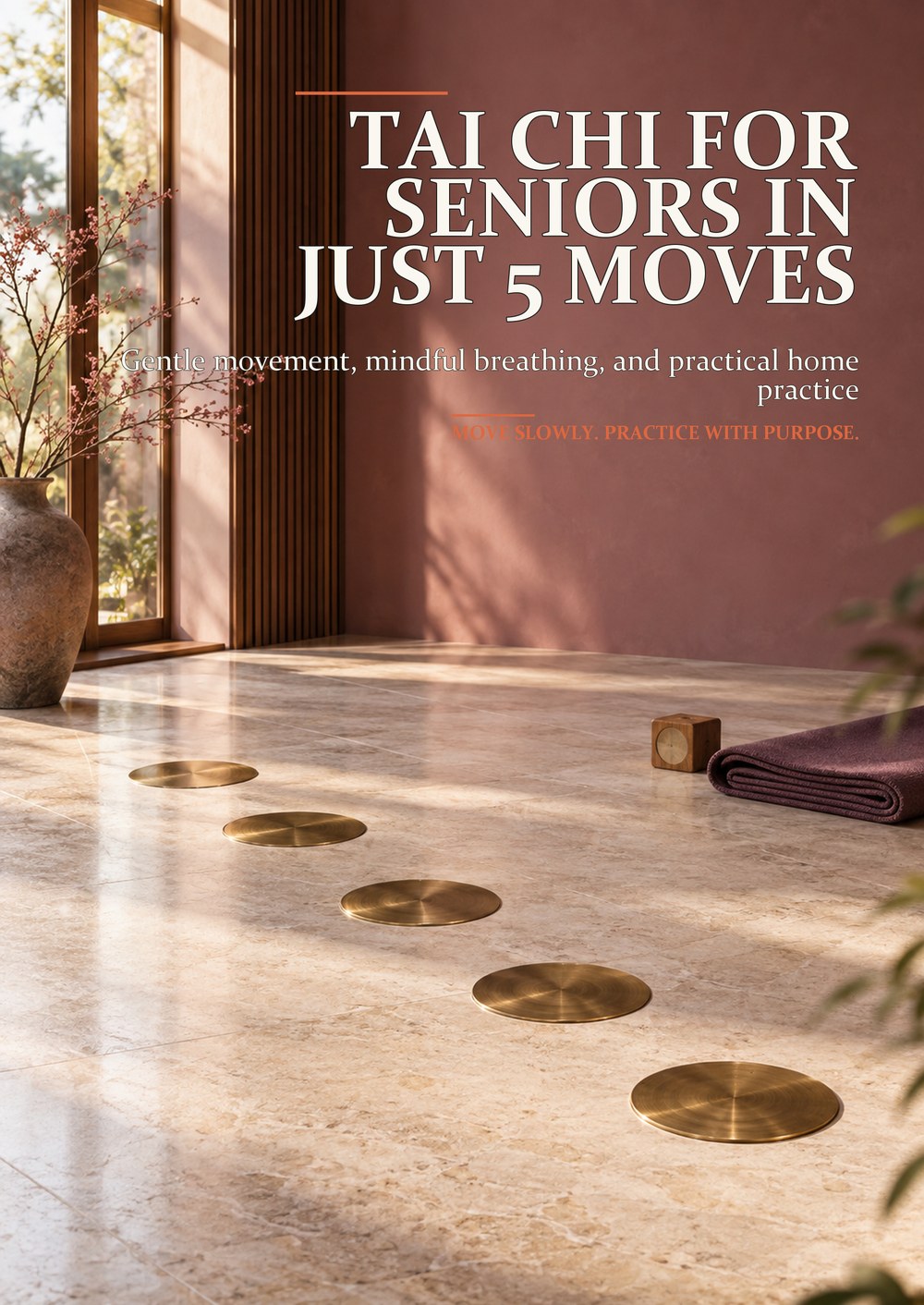 TAI CHI FOR SENIORS IN JUST 5 MOVES Gentle movement, mindful breathing, and practical home practice MOVE SLOWLY. PRACTICE WITH PURPOSE. cover