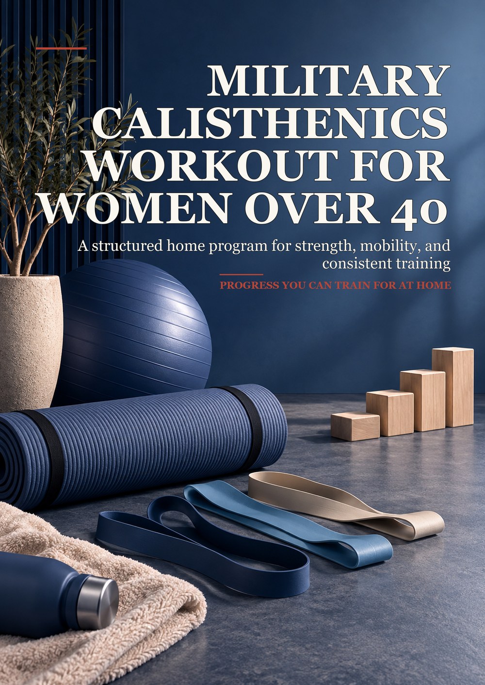MILITARY CALISTHENICS WORKOUT FOR WOMEN OVER 40 A structured home program for strength, mobility, and consistent training PROGRESS YOU CAN TRAIN FOR AT HOME cover