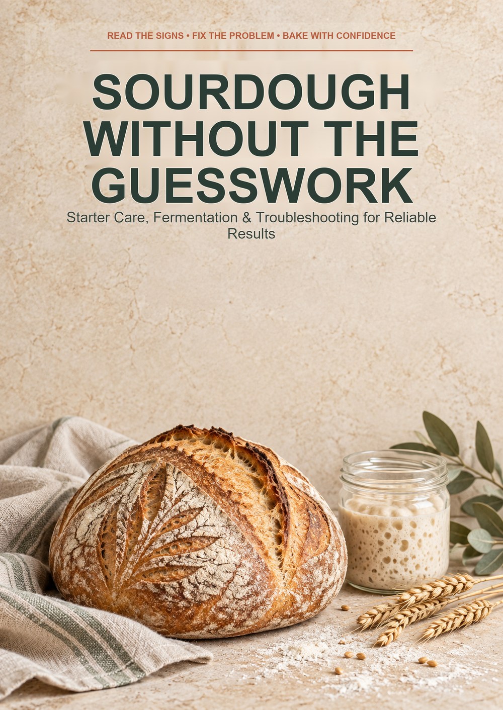 SOURDOUGH WITHOUT THE GUESSWORK Starter Care, Fermentation & Troubleshooting for Reliable Results READ THE SIGNS • FIX THE PROBLEM • BAKE WITH CONFIDENCE cover