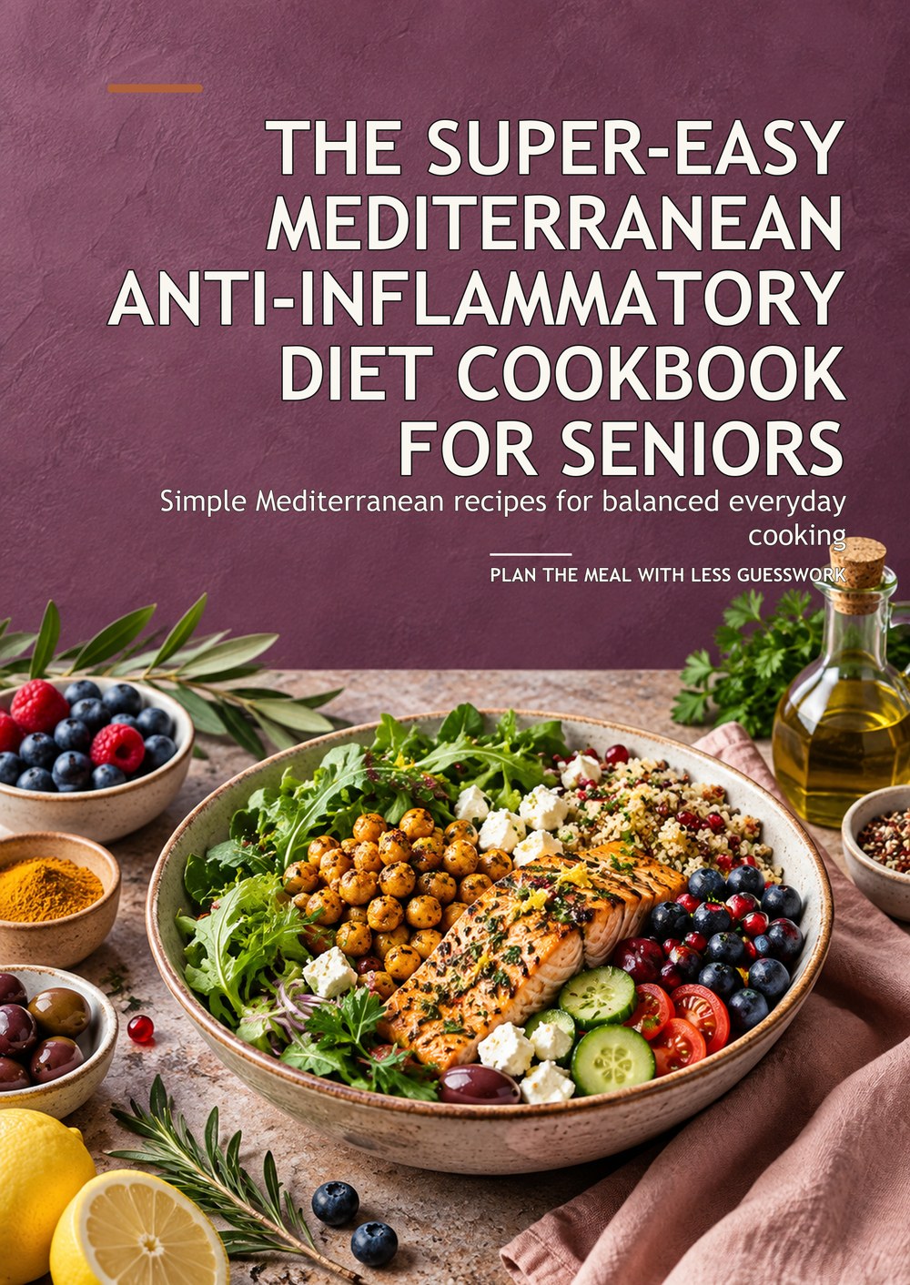THE SUPER-EASY MEDITERRANEAN ANTI-INFLAMMATORY DIET COOKBOOK FOR SENIORS Simple Mediterranean recipes for balanced everyday cooking PLAN THE MEAL WITH LESS GUESSWORK cover