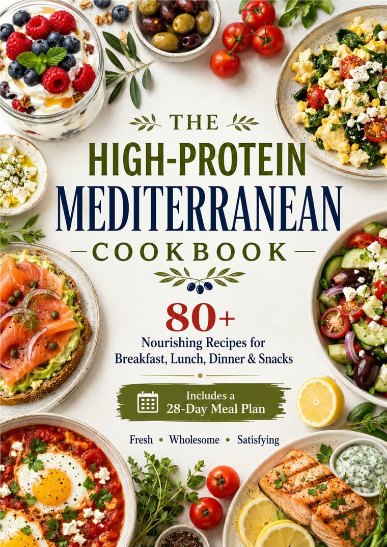 The High-Protein Mediterranean Cookbook cover