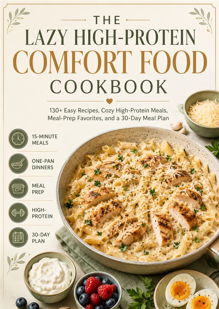 The Lazy High-Protein Comfort Food Cookbook cover